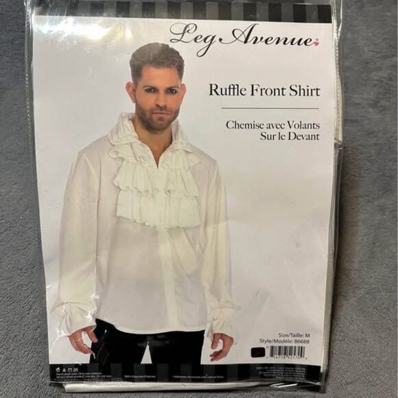 NEW Leg Avenue Mens Ruffle Front Costume Shirt - Picture 1 of 5